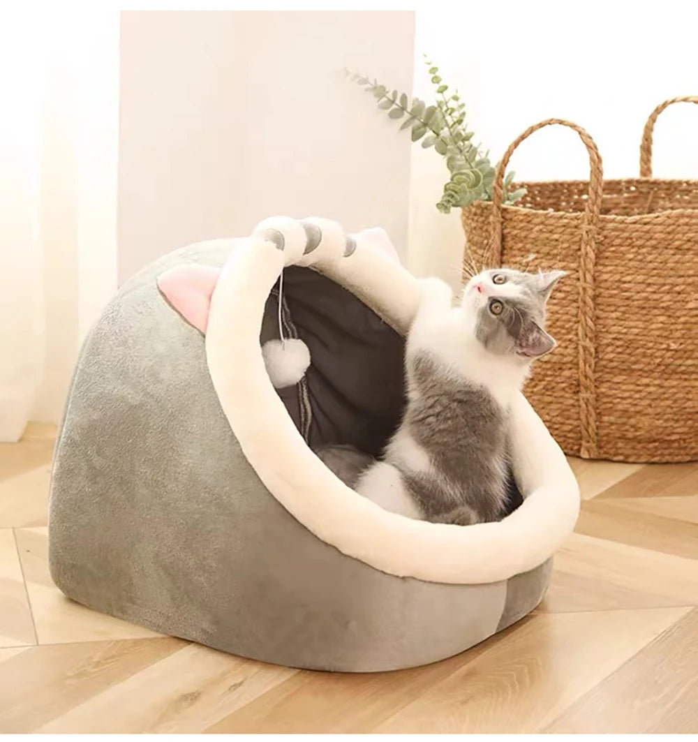Lit grotte pliable et lavable pour chat et petit chien — sac de couchage cave