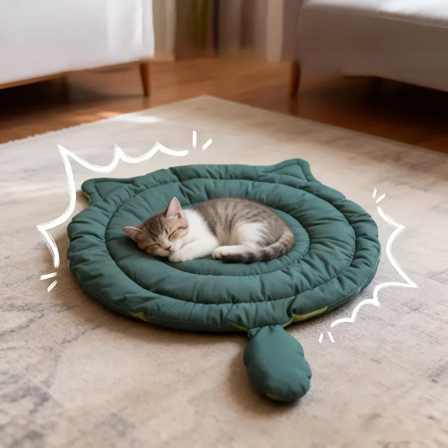 Cute Plush Cushion Cat Bed 1pcCat Shaped Pet Bed Mat Soft Breathable Washable Sleeping Pad for Cats Dogs All Season Use