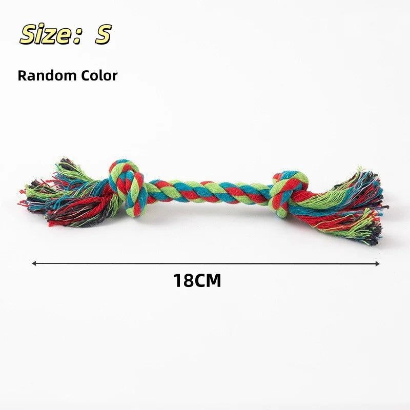 Random Color Pet Dog Toy Bite Rope Double Knot Cotton Rope Funny Cat Toy Bite Resistant and Sharp Teeth Pet Supplies Puppy Toys
