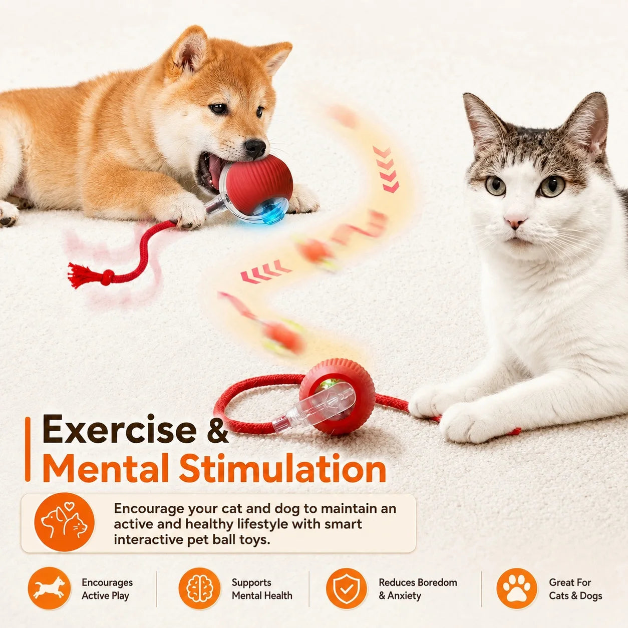 New Cat Interactive Ball Toy Automatic Rolling Cat Ball Rechargeable Smart Kitten Interactive Toy Intelligent Balls Toy for Cat
