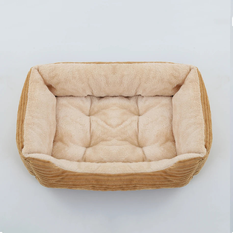 Lit canapé carré en peluche apaisant pour petits et moyens chiens et chats