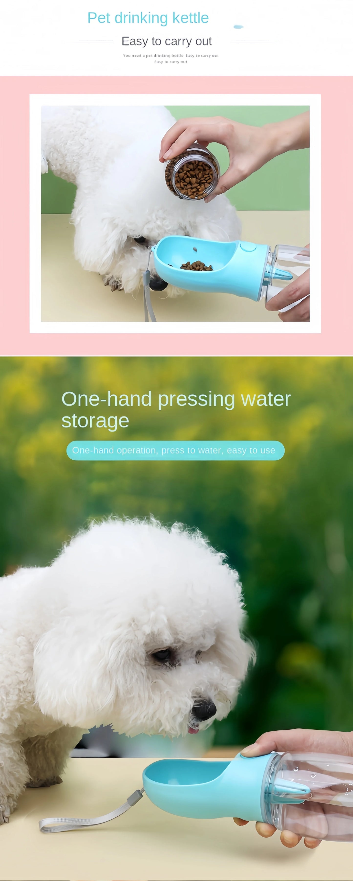 Portable Dog Cat Water Bottle with Storage Food and Water Container for Puppy Pets Dogs Feeder Bowl Outdoor Travel Pet Supplies