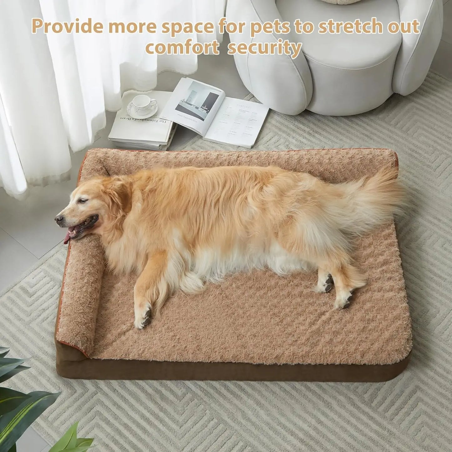 Lit orthopédique pour grands chiens — style canapé imperméable avec housse lavable et base antidérapante