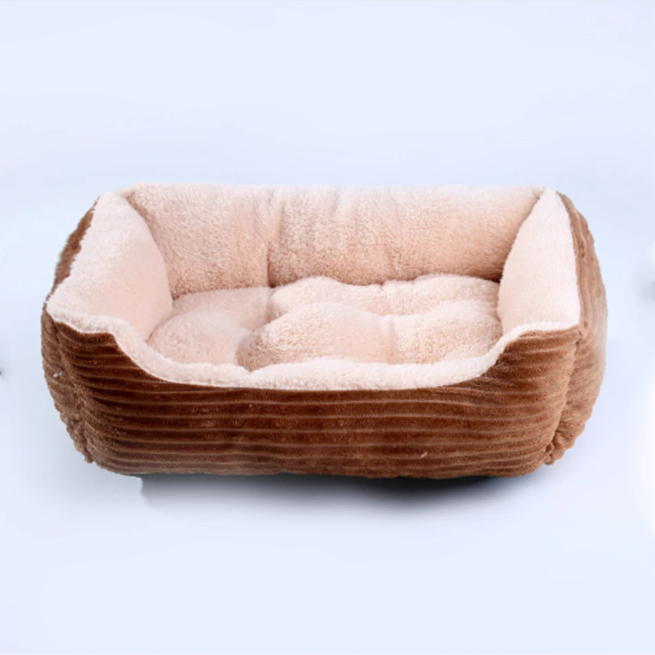 Lit canapé carré en peluche apaisant hiver pour petits et moyens chiens et chats