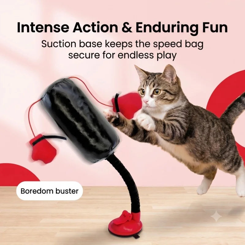 Interactive Cat Speed Bag Toy with Spring Gooseneck Self-Play Boxing Toy Relieves Boredom Exercise Training Gift for Kittens