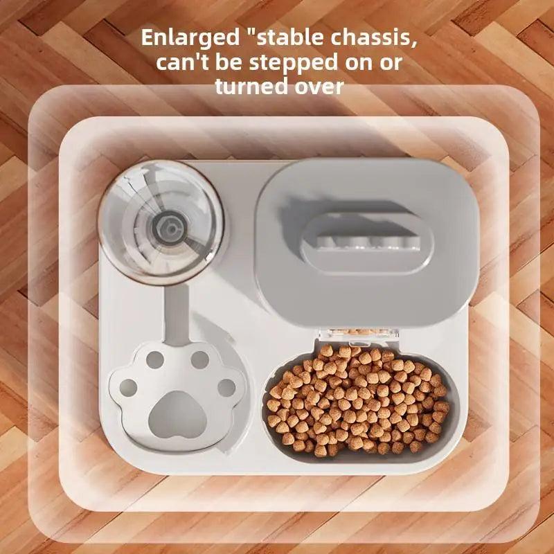 Distributeur d'eau automatique avec bassin nourriture intégré sans pile — design une pièce pour chats et chiens