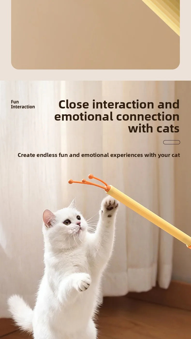 Interactive Cat Toy 2-in-1 Retractable Cat Teaser, Tickling & Massaging Toy for Kittens, Relieve Boredom, Pet Products