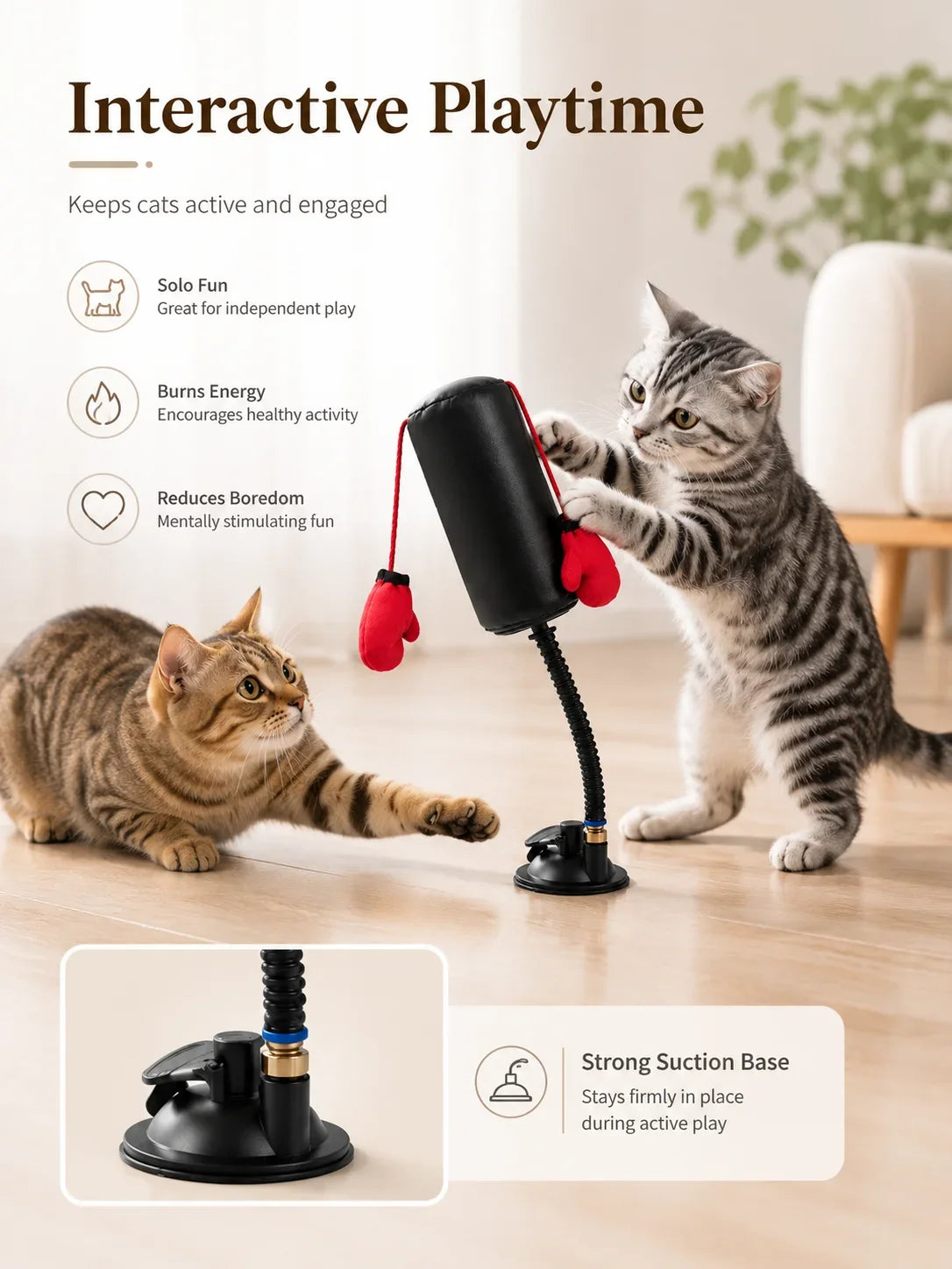 Interactive Cat Boxing Punch Toy, Multifunctional Stimulation Play Game for Indoor Kitten Self-Play & Stress Relief