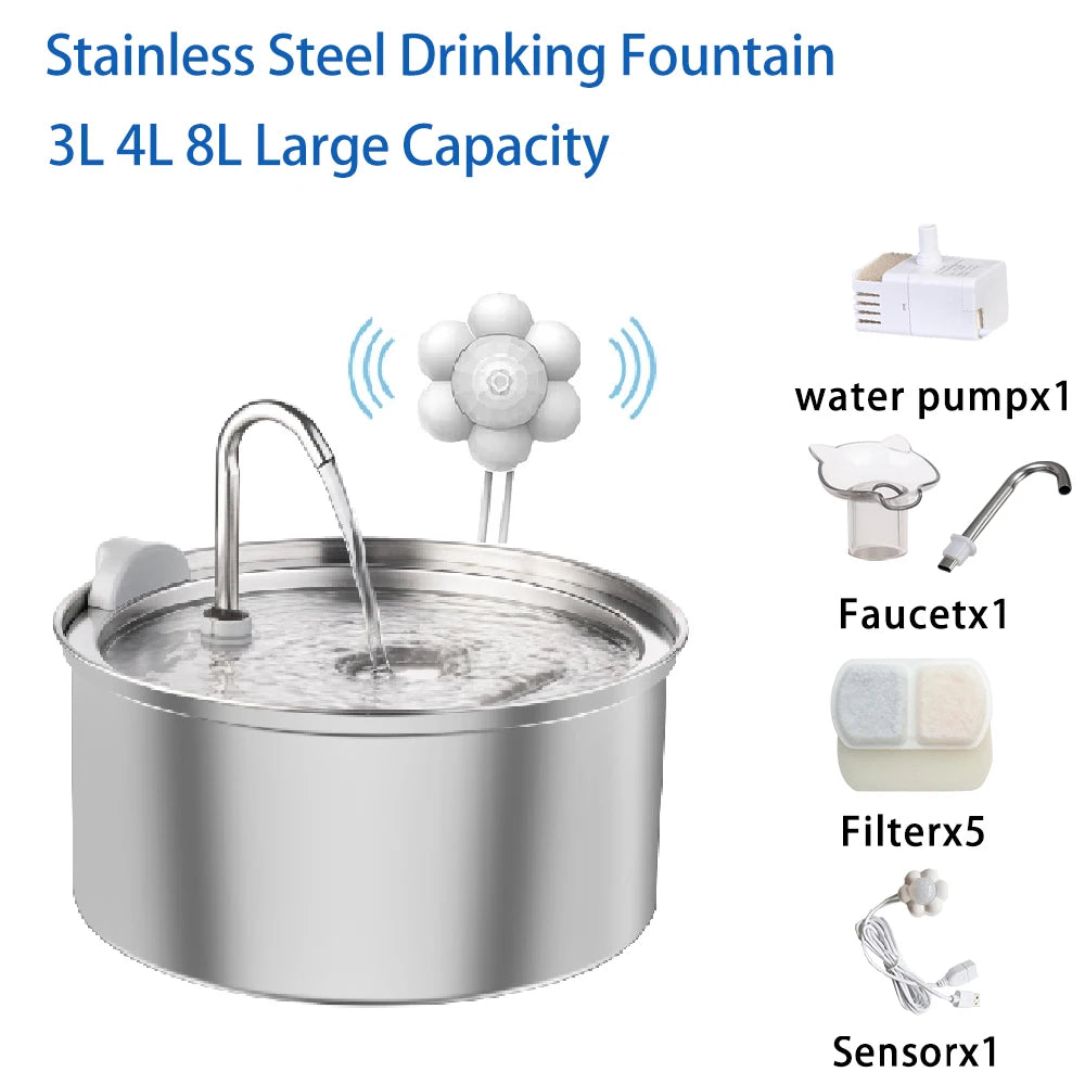 Fontaine à eau automatique en acier inoxydable pour chat et chien – Distributeur intelligent