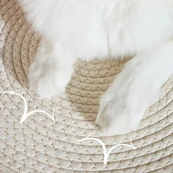 Lit rond en rotin tressé pour chat — rafraîchissant et résistant pour l'été