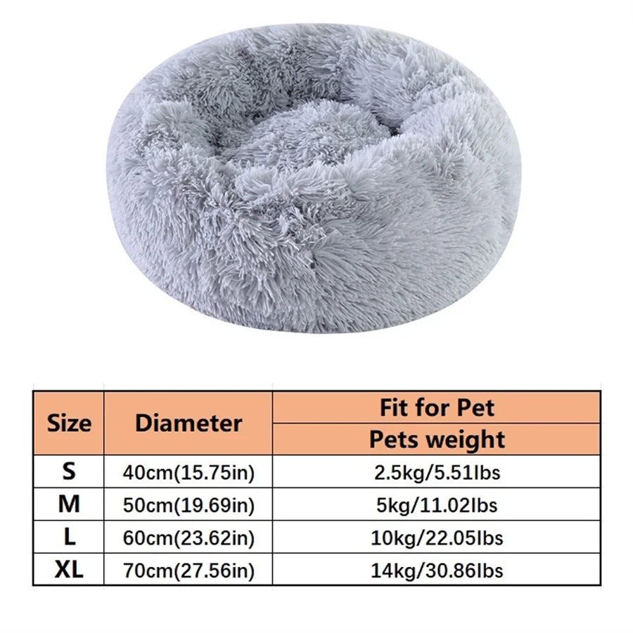 Soft Pet Cat Bed Pad Plush Warm Faux Fur Dog Calm Bed Donut Round Bed Comfortable Sleeping Washable for Small Medium Dog and Cat