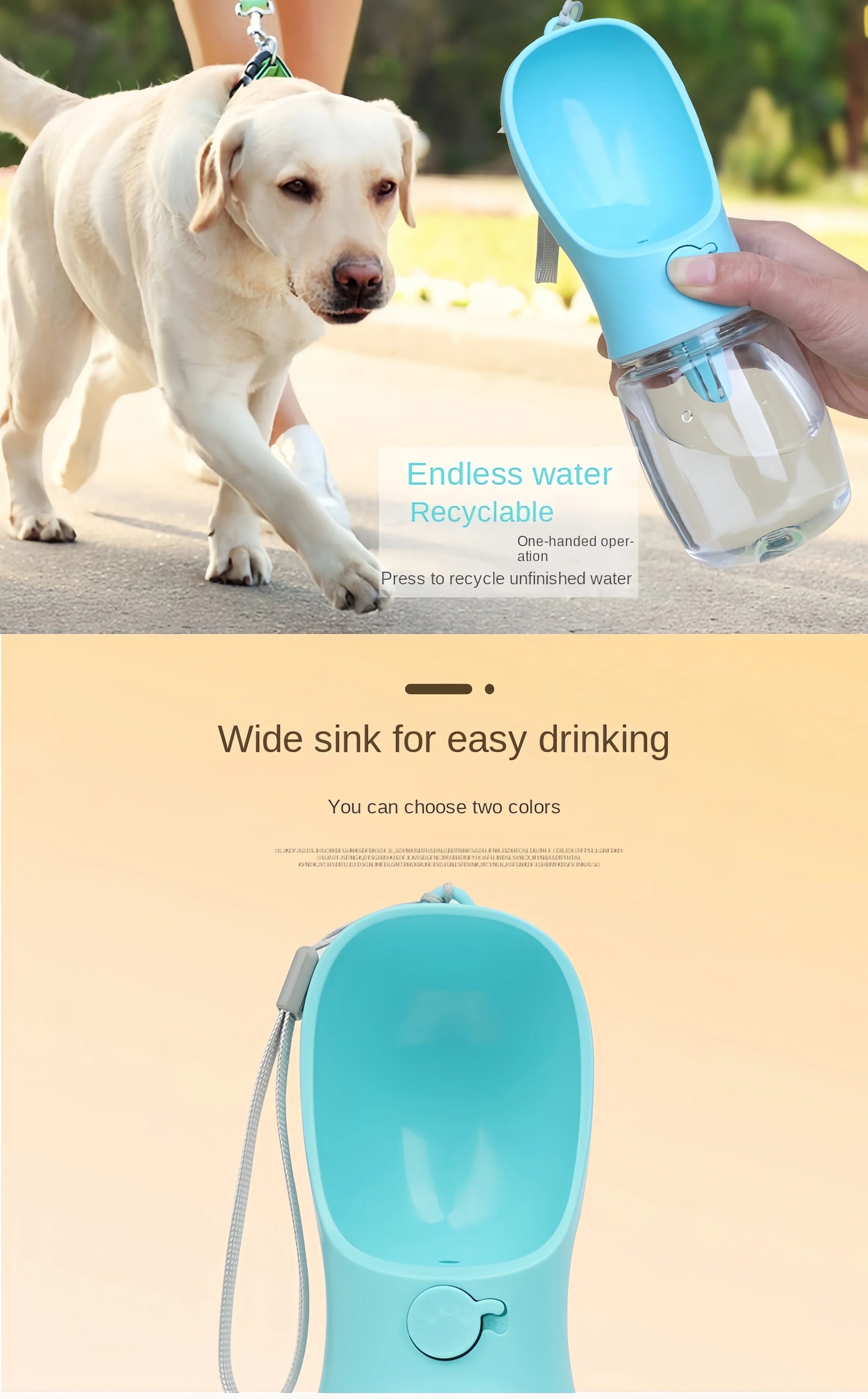 Portable Dog Cat Water Bottle with Storage Food and Water Container for Puppy Pets Dogs Feeder Bowl Outdoor Travel Pet Supplies