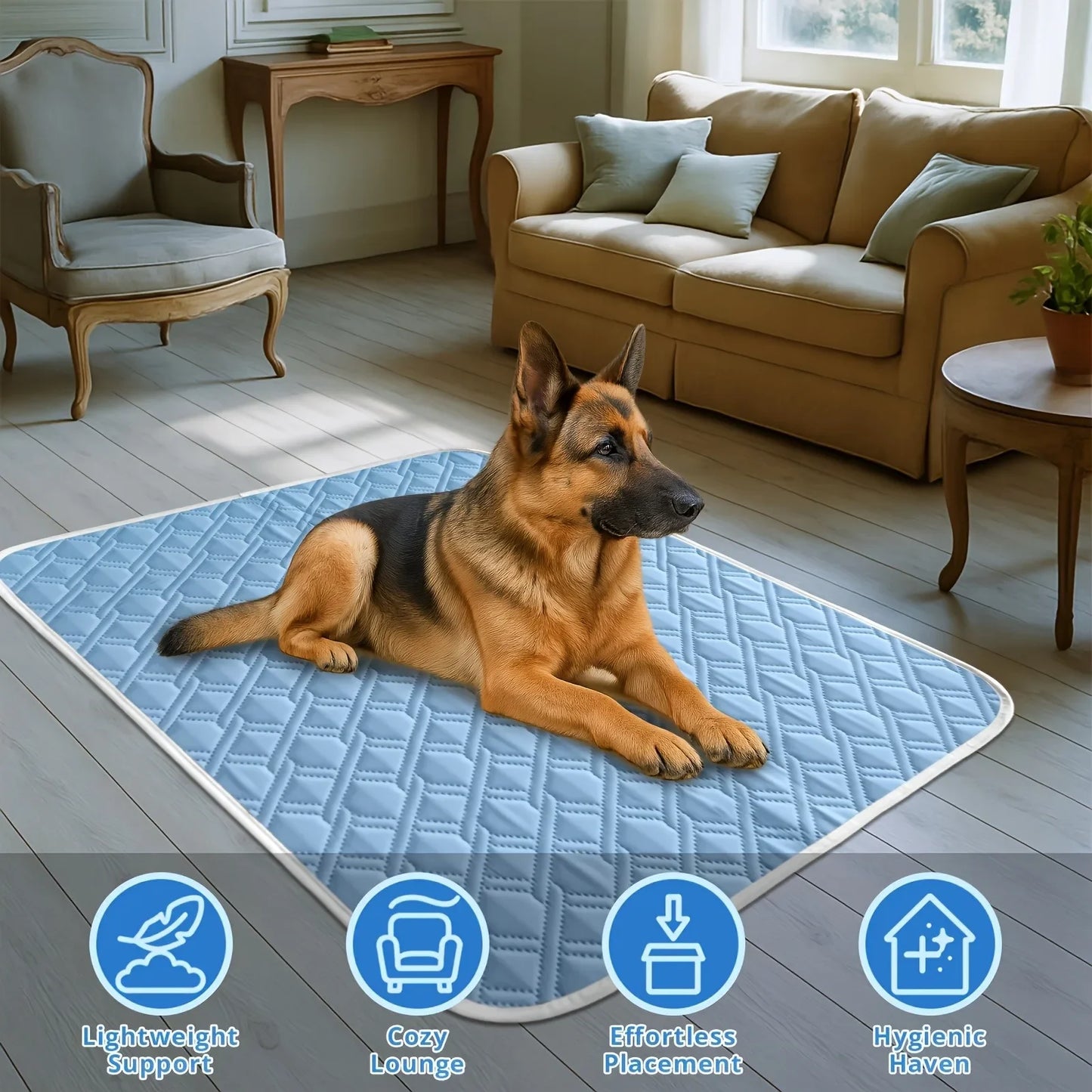 Tapis rafraîchissant lavable en soie de glace pour chien et chat — couverture respirante été