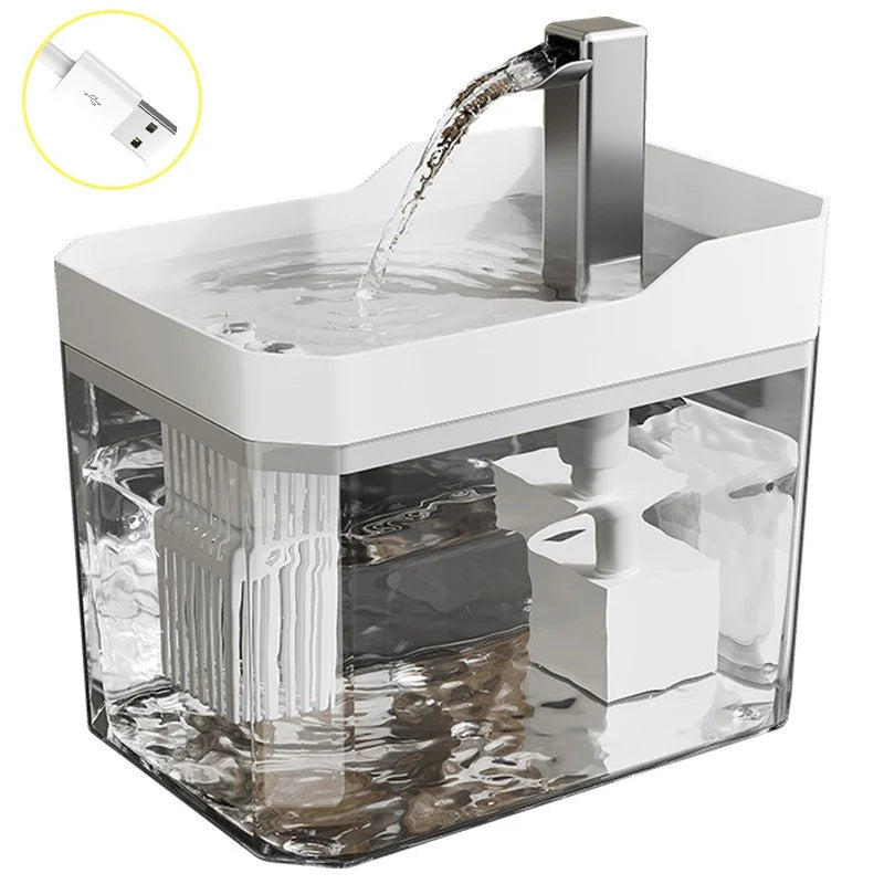 Fontaine à eau USB transparente anti-marche à sec pour chat – Filtre automatique