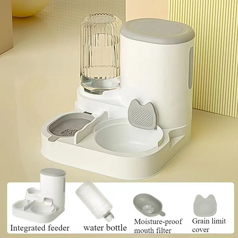 Bol distributeur automatique intégré nourriture et eau pour chats et chiens