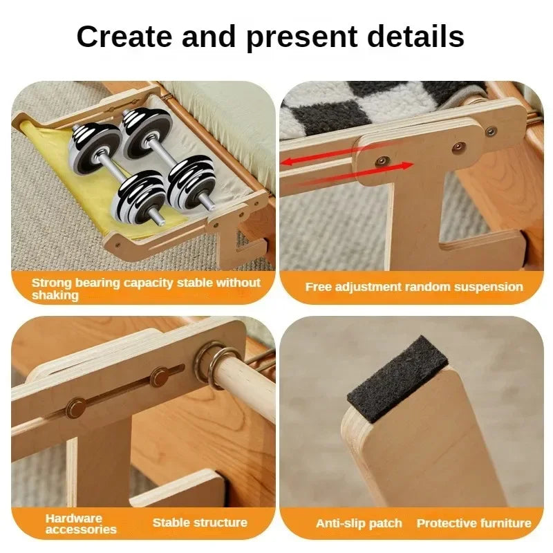 Window Mounted Cat Hammock Solid Wood Hanging Bed Sunbathing Nest for Cats Winter Pet Supplies Space Saving Indoor Furniture