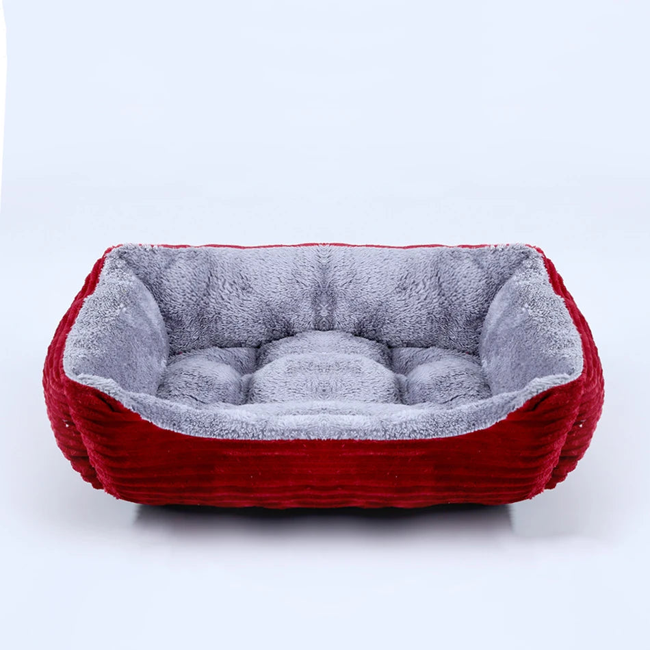 Lit canapé carré en peluche apaisant hiver pour petits et moyens chiens et chats