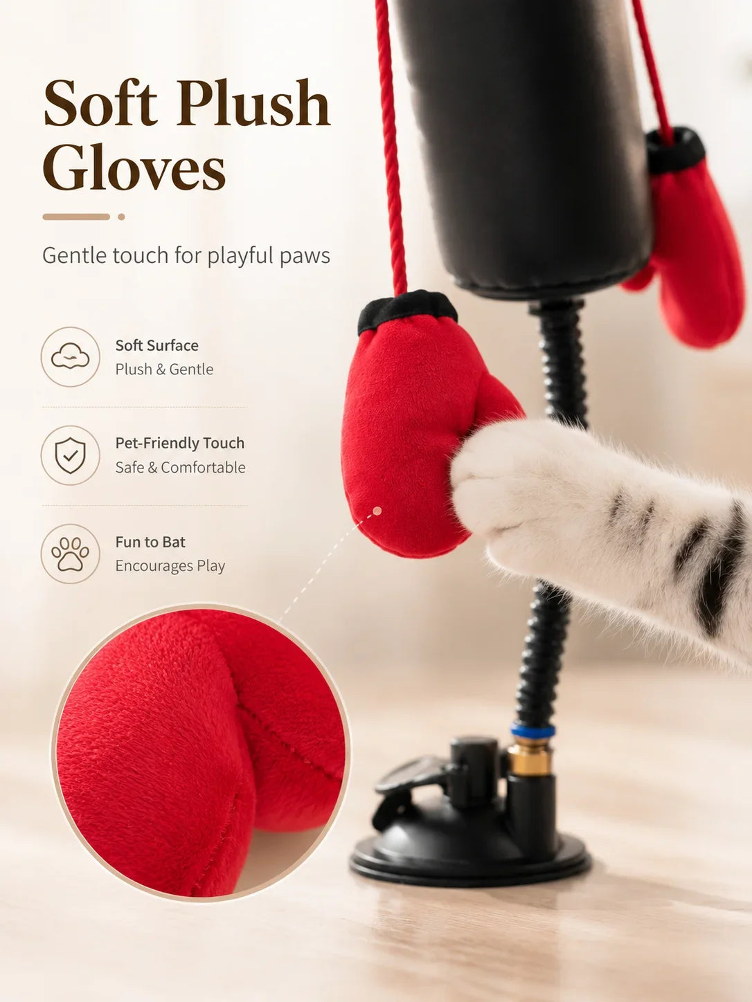 Interactive Cat Boxing Punch Toy, Multifunctional Stimulation Play Game for Indoor Kitten Self-Play & Stress Relief