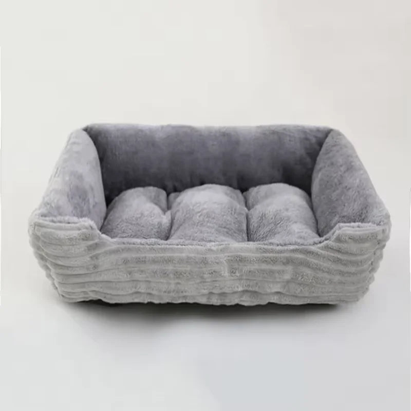 Lit canapé carré en peluche apaisant pour petits et moyens chiens et chats