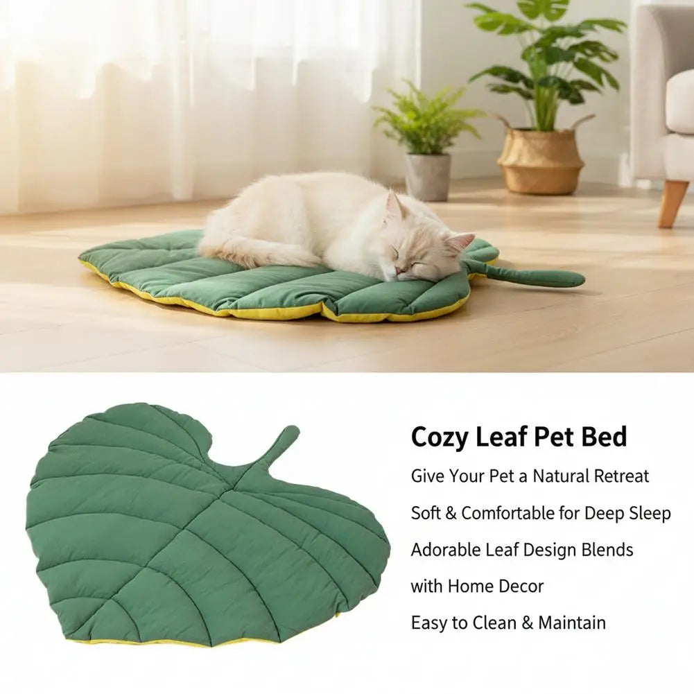 Leaf‑Shaped Pet Sleeping Mat 4‑Season Soft Quilted Cat Dog Bed Pad Room Decor Floor Rug Washable Puppy Kitten Floor Cushion