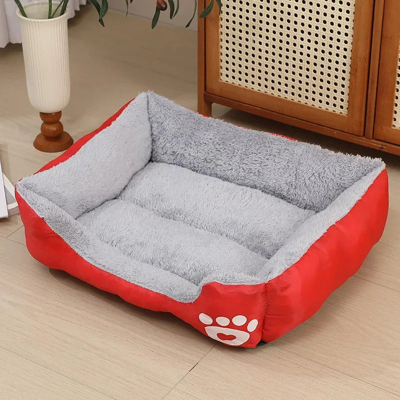 Long Plush Calming Dog Bed Large Pet House - Deep Sleeping Warm Soft Cushion, Non-Slip Bottom for Puppy Chihuahua & Cats