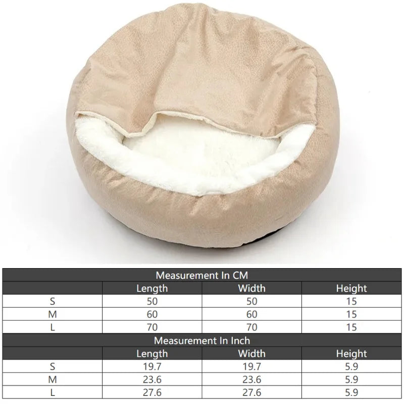 Lit orthopédique avec couverture à capuche pour chien et chat — chaud, imperméable et lavable