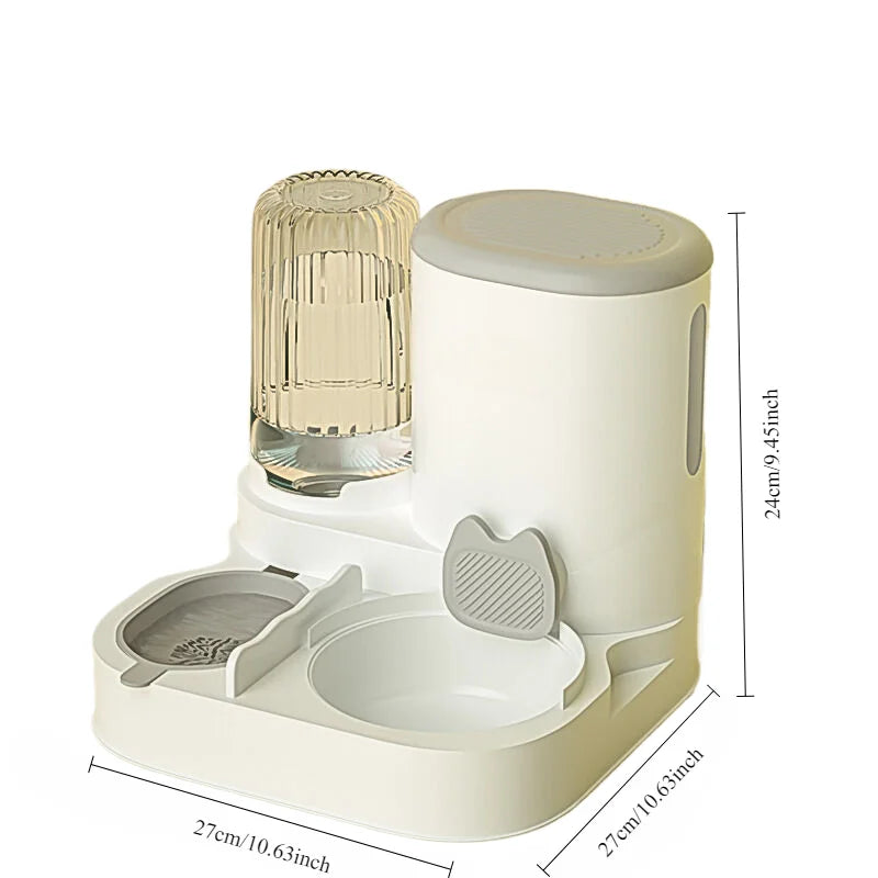 Bol distributeur automatique intégré nourriture et eau pour chats et chiens