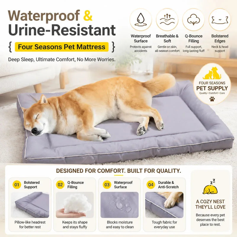 Waterproof Dog Bed Oxford Pet Cushion for All Seasons Thickened Memory Foam Filling Bite-resistant Pet Mat Pet Supplies Dog Cushion