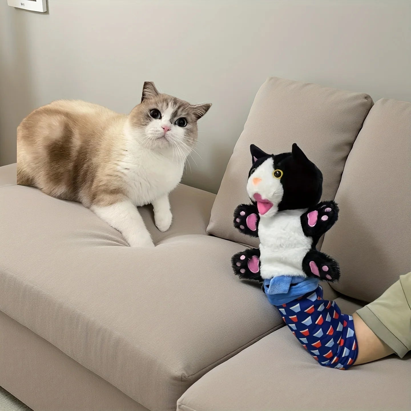 Interactive Cat Wrestling Puppet Toy with Poseable Limbs, Plush Stuffed Animal for Indoor Play, Durable & Safe Cat Toys Dog Toy