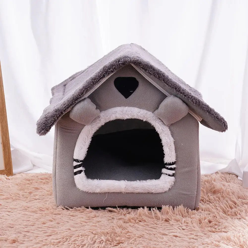 Pet House Bed Cat Cave Dog Kennel Warm Sleeping Bag Cozy Tent Soft Puppy Cushion Mat Indoor Winter Supplies