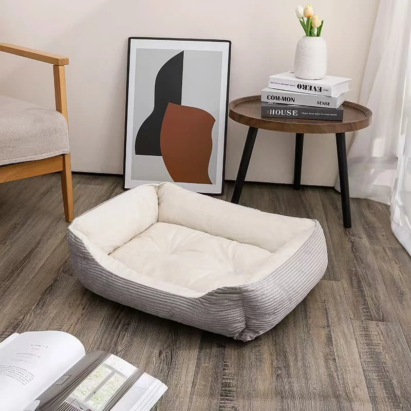 Lit canapé carré en peluche apaisant pour petits et moyens chiens et chats