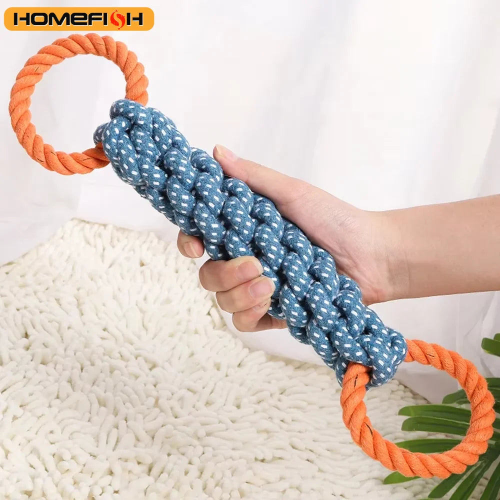 Double-Ring Cotton Blend Dog Rope Toy - Durable, Bite-Resistant & Interactive for Tug Play, Fit Medium to Large Dog Breeds