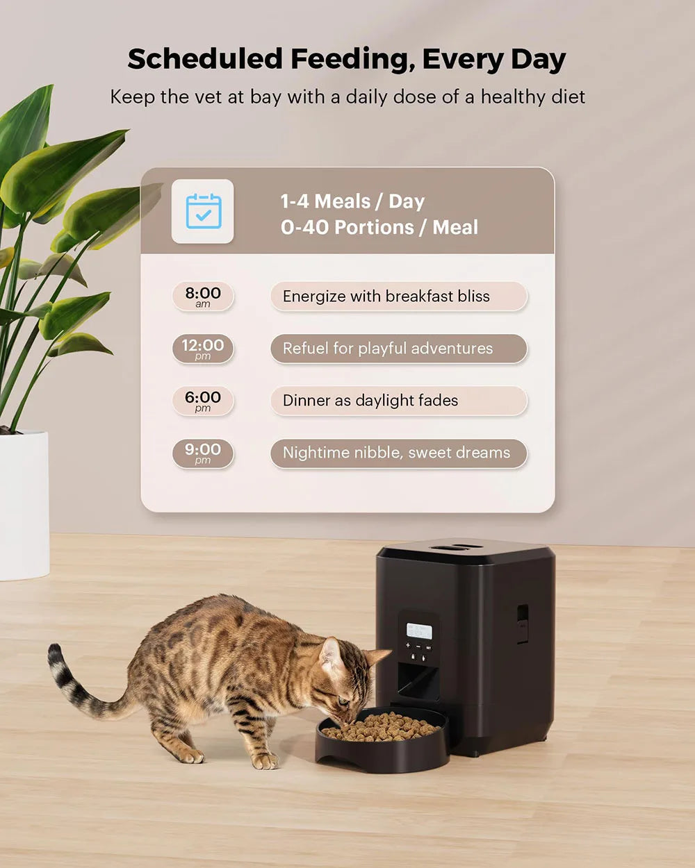 Distributeur intelligent automatique pour chats et chiens avec mangeoire lente et bol