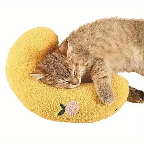 U-Shaped Pet Pillow Soft Plush Neck Support Cushion with Cute Embroidery for Cats Dogs Small Pets Sleeping Rest