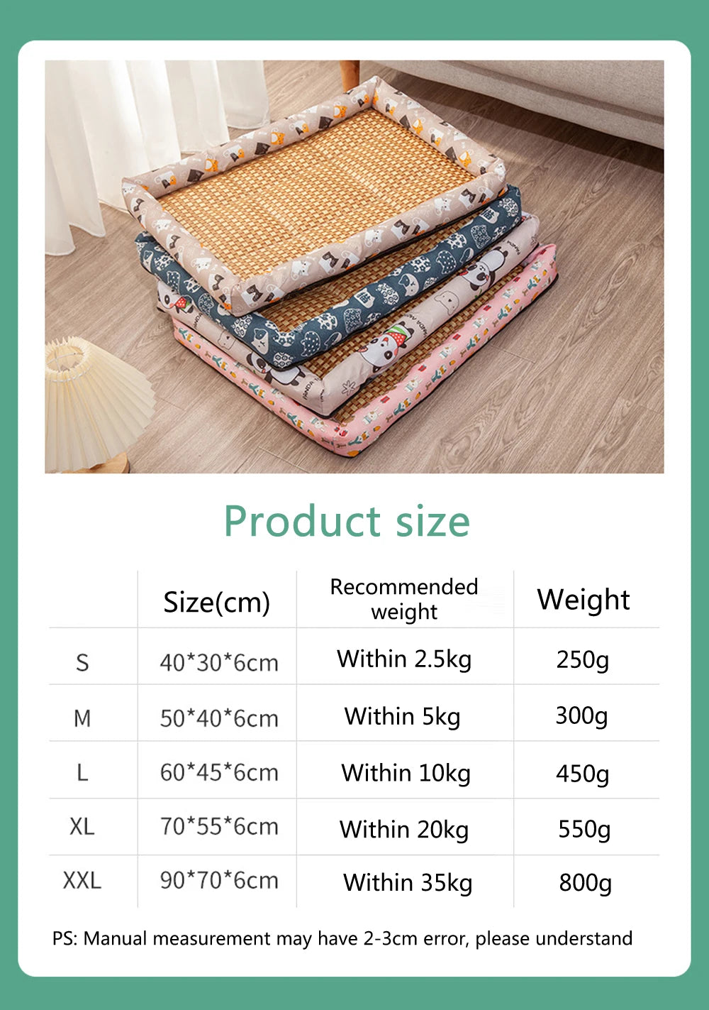 Tapis en rotin rafraîchissant pour chat et petit chien — coussin été antidérapant