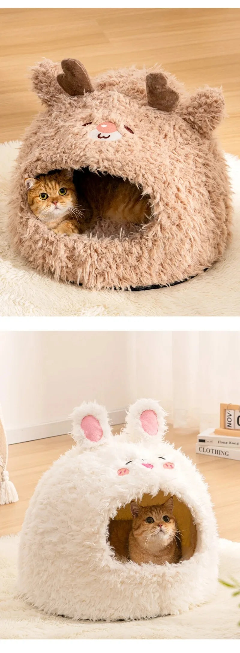Lit maison ultra-doux pour chat et petit chien — peluche chaude et confortable