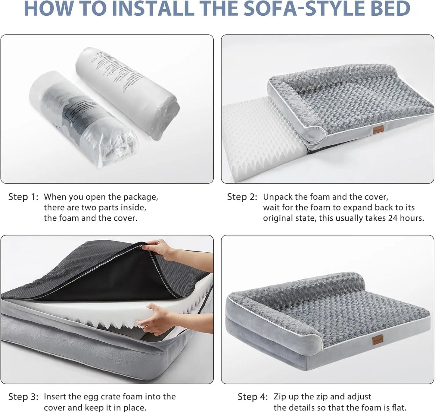 Lit orthopédique pour grands chiens — style canapé imperméable avec housse lavable et base antidérapante
