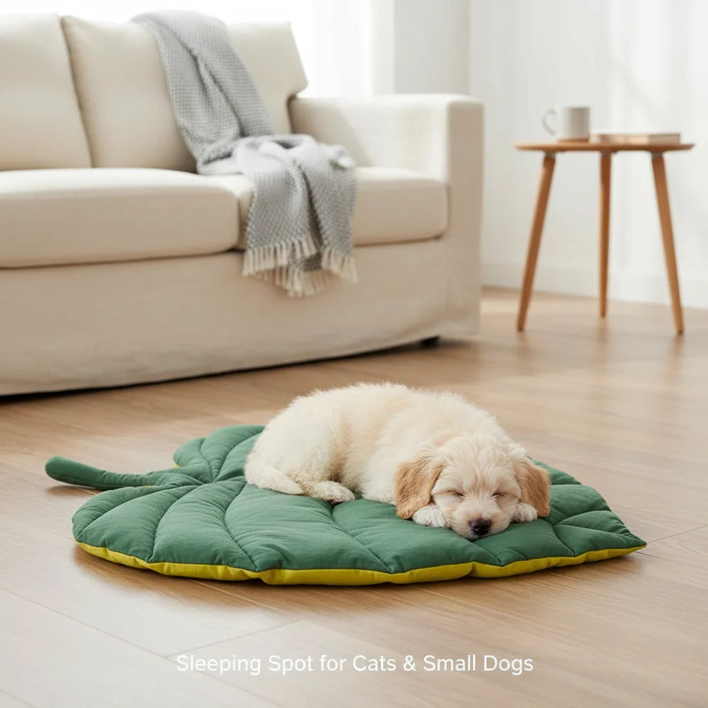 Leaf‑Shaped Pet Sleeping Mat 4‑Season Soft Quilted Cat Dog Bed Pad Room Decor Floor Rug Washable Puppy Kitten Floor Cushion