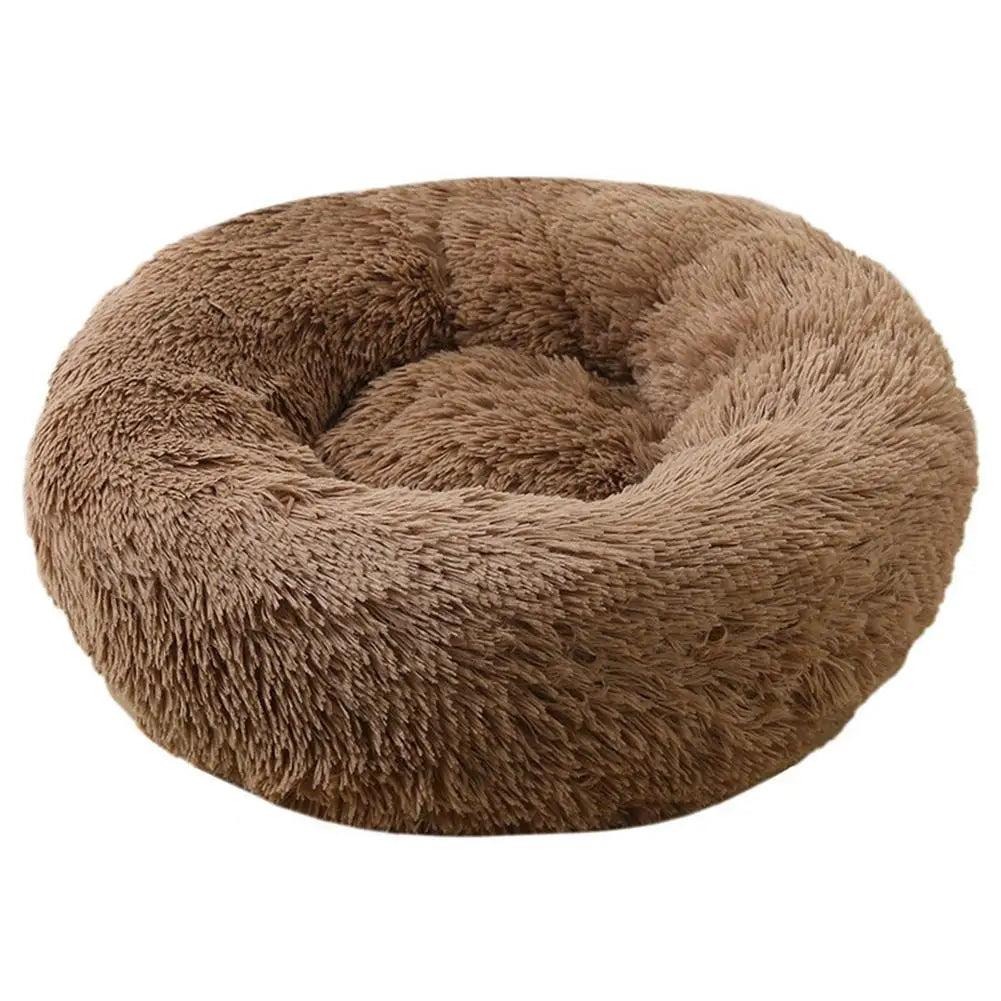 Lit donut rond en peluche chaude pour petits et moyens chiens et chats — lavable