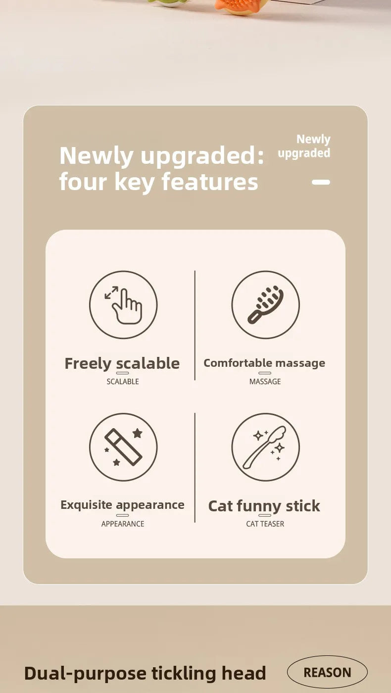 Interactive Cat Toy 2-in-1 Retractable Cat Teaser, Tickling & Massaging Toy for Kittens, Relieve Boredom, Pet Products