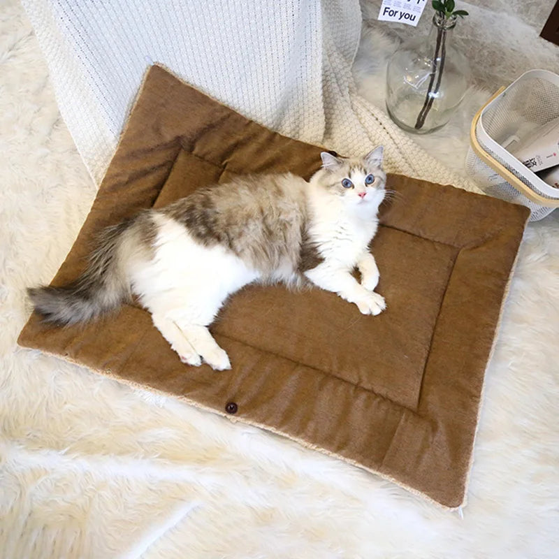 Tapis lit chaud multifonction pliable pour chat et petit chien — coussin intérieur toutes saisons