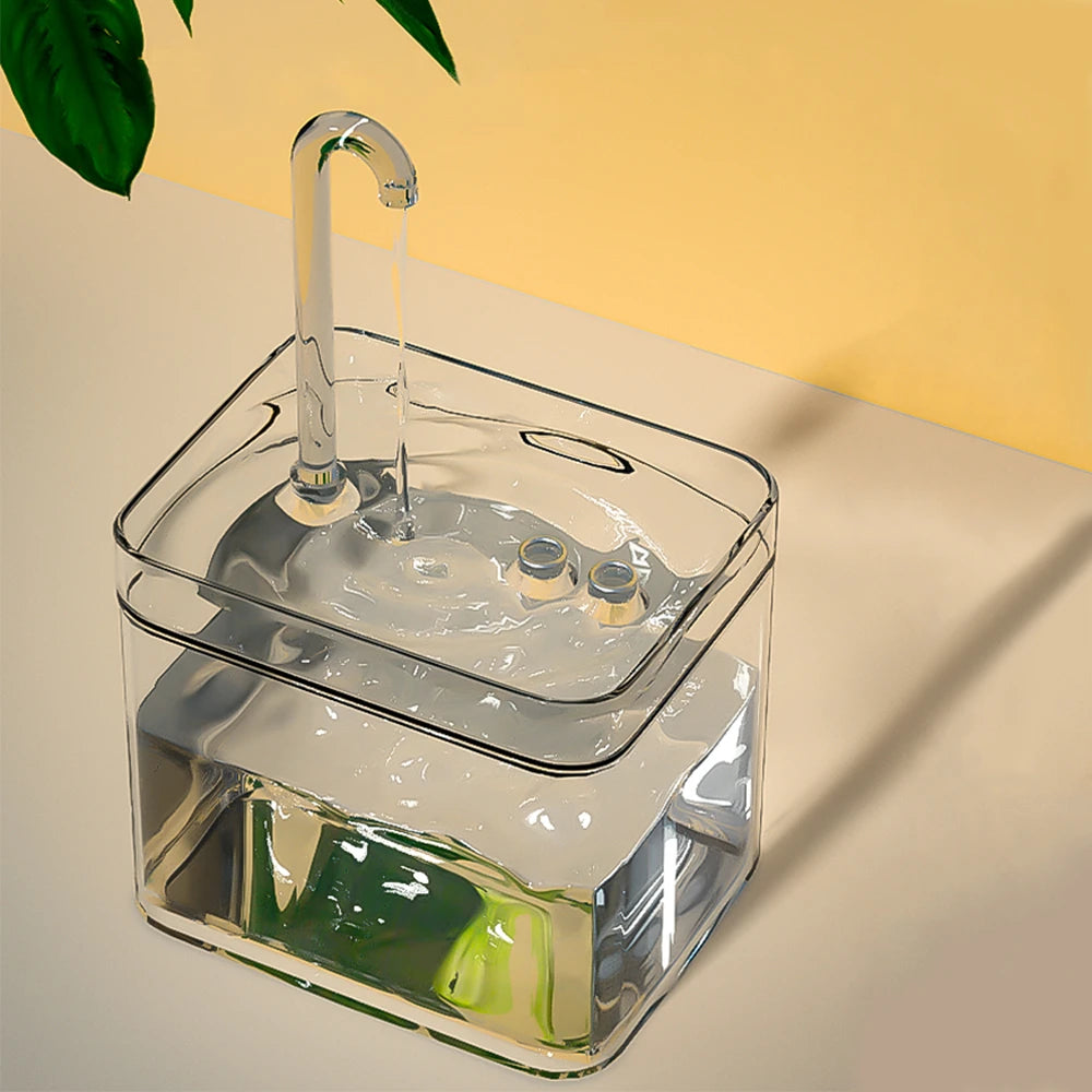 Fontaine à eau transparente USB silencieuse pour chat – Filtre automatique, 1,5 L