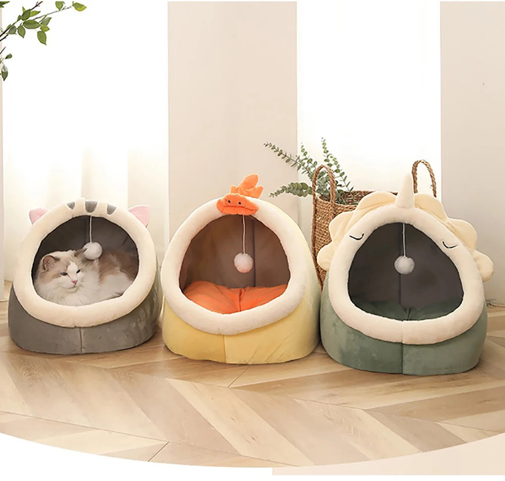 Lit grotte pliable et lavable pour chat et petit chien — sac de couchage cave