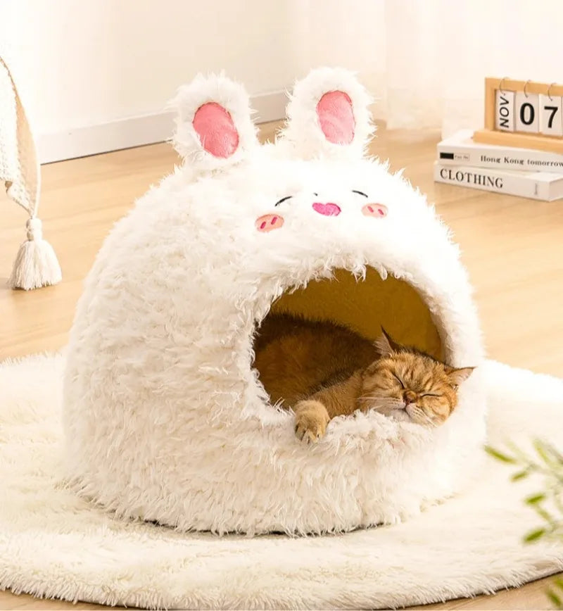 Lit maison ultra-doux pour chat et petit chien — peluche chaude et confortable