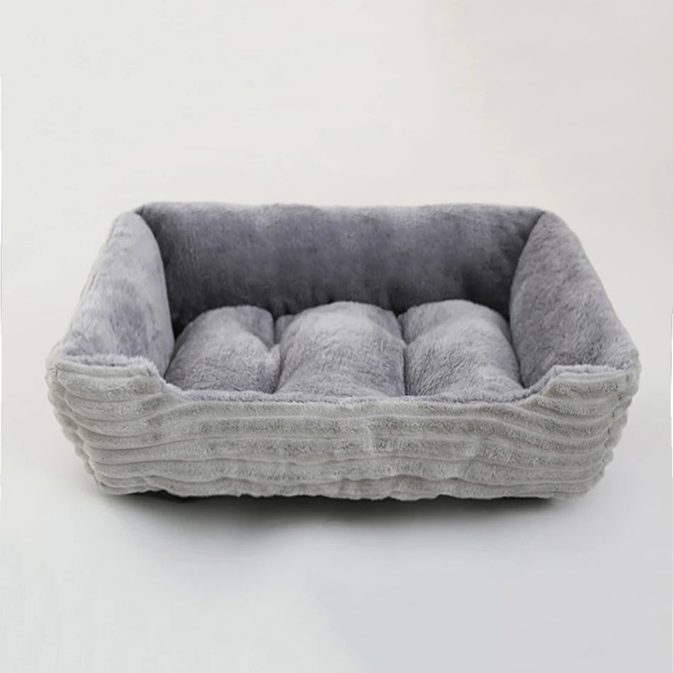 Lit canapé carré en peluche apaisant hiver pour petits et moyens chiens et chats