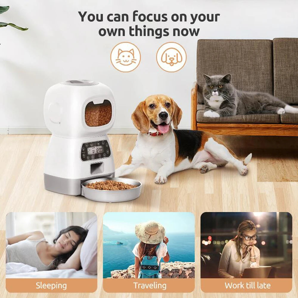 Distributeur automatique de nourriture 3,5L WiFi avec enregistreur vocal pour chats et chiens