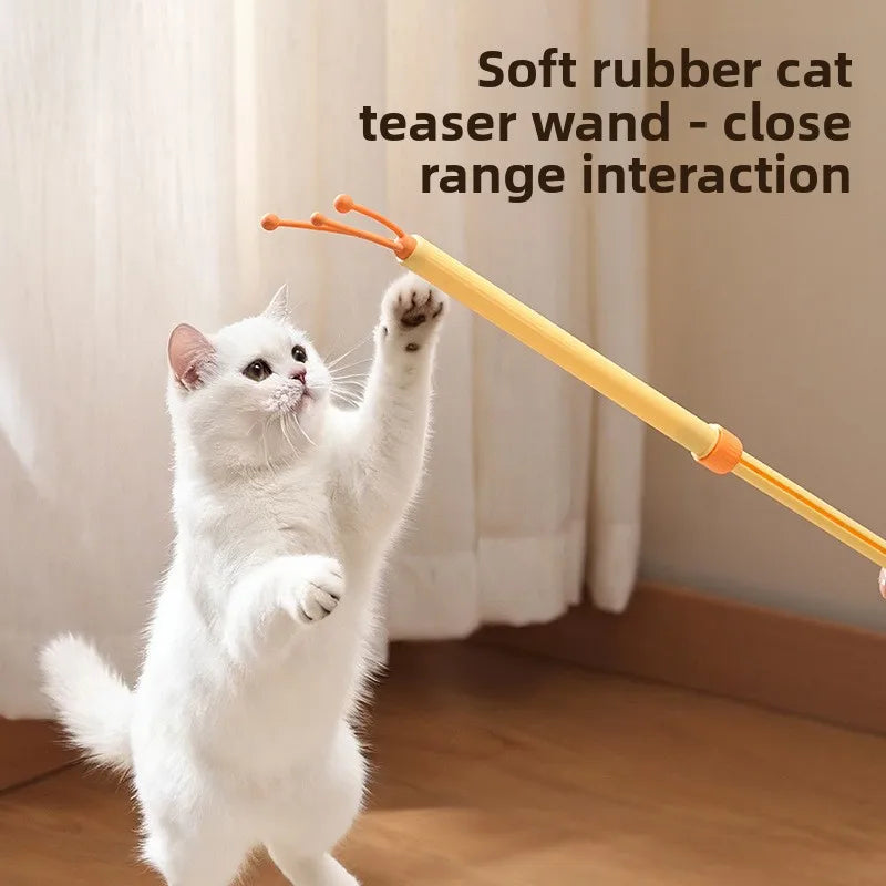 Interactive Cat Toy 2-in-1 Retractable Cat Teaser, Tickling & Massaging Toy for Kittens, Relieve Boredom, Pet Products