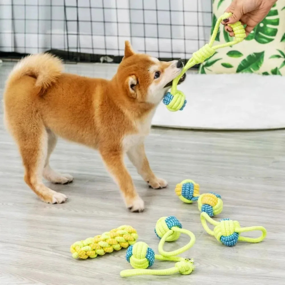 Dog Toy Rope Ball Toy for Dogs Training Toy for Dogs Teeth Cleaning Tug Toy Interactive Knot Rope Resistant To Biting Molars