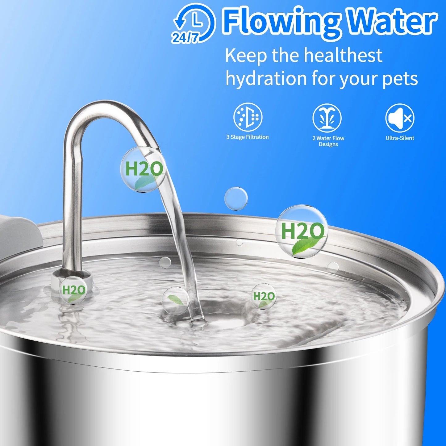 Fontaine à eau automatique en acier inoxydable pour chat et chien – Distributeur intelligent