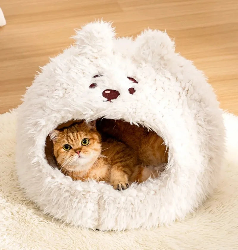 Lit maison ultra-doux pour chat et petit chien — peluche chaude et confortable